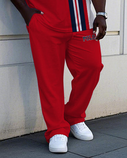 Big & Tall Black Colorblock Striped Vest Pants Set for big men view 3