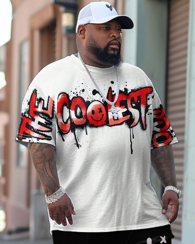 Big & Tall Graphic Graffiti Smiley T-Shirt Pants Set for big men view 2