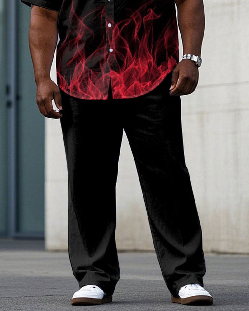Big & Tall Black Red T-Shirt Pants Set for big men view 3