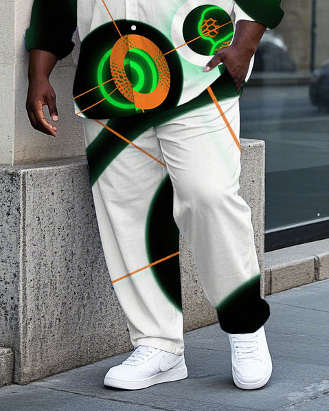 Big & Tall Geometric Streetwear T-Shirt Pants Set for big men view 3