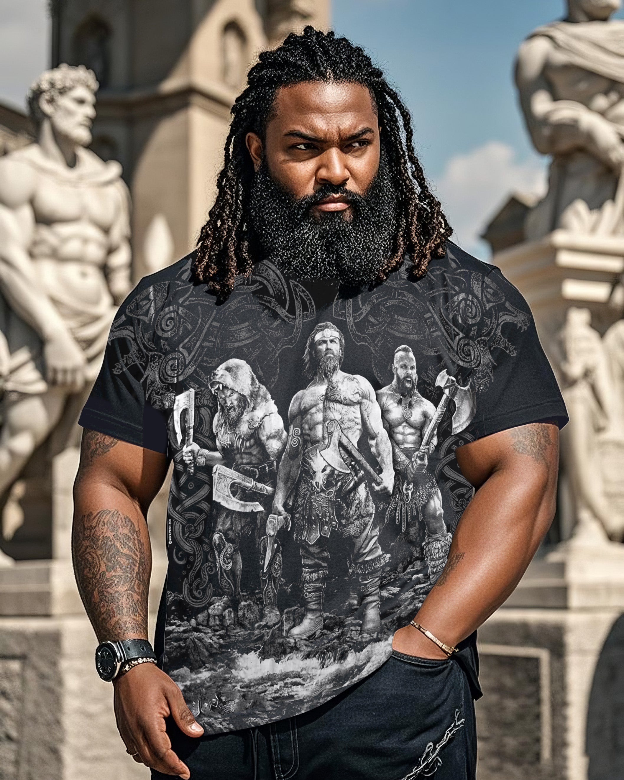 Big & Tall Black Streetwear T-Shirt for big men view 1