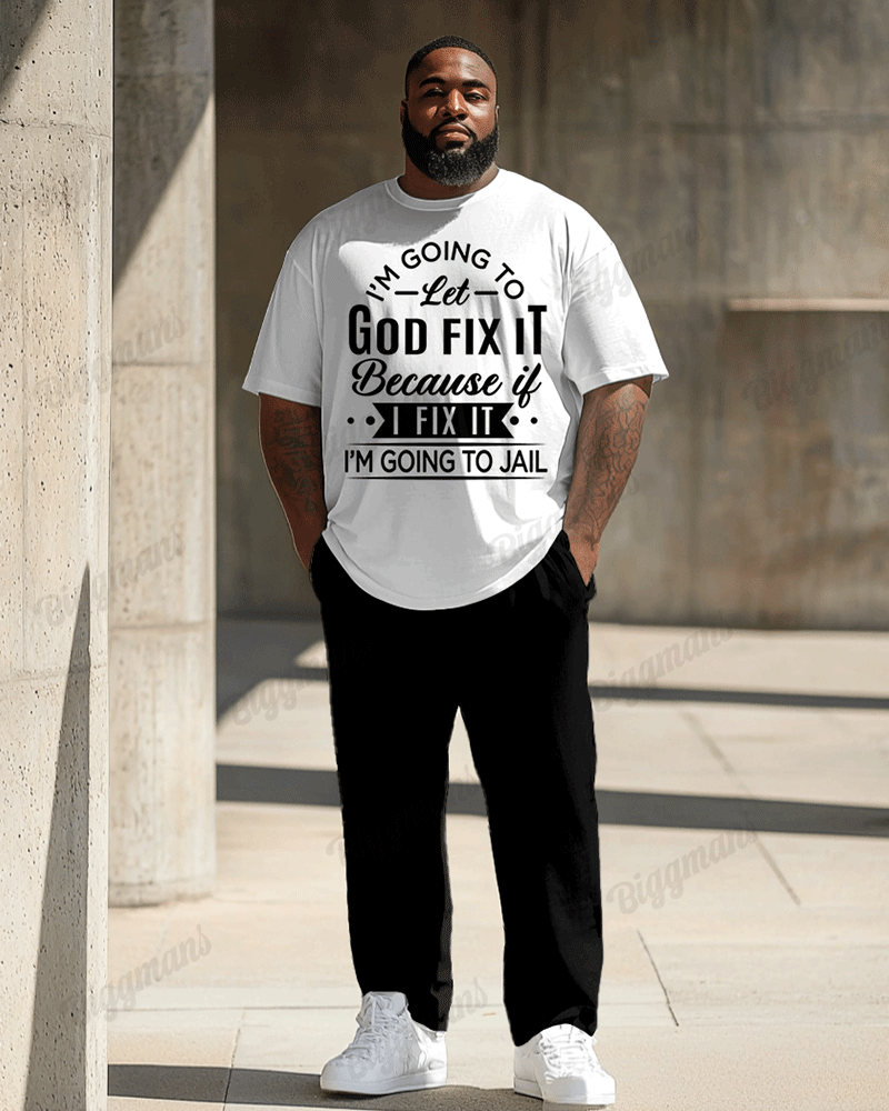 Big & Tall Graphic T-Shirt Pants Set for big men view 1