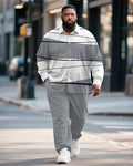 Big & Tall Gray Colorblock T-Shirt Pants Set for big men view 1