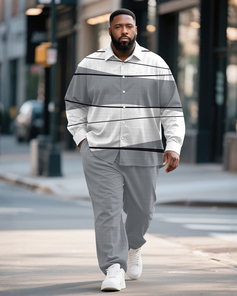 Big & Tall Gray Colorblock T-Shirt Pants Set for big men view 1