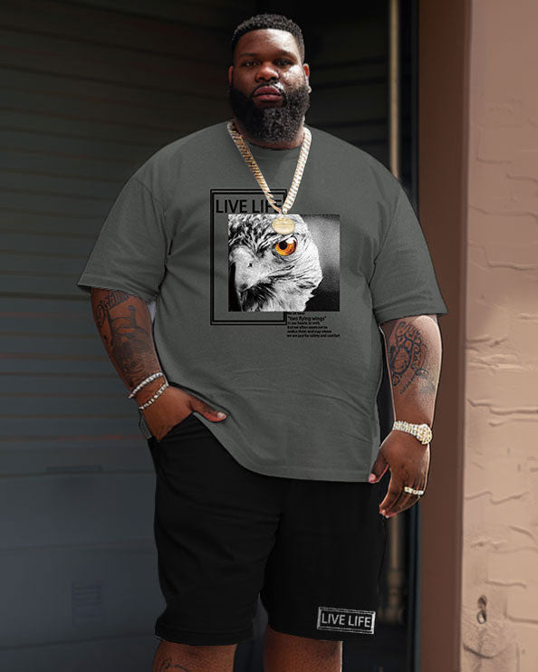 Big & Tall Graphic Streetwear Two-piece Set for big men view 1
