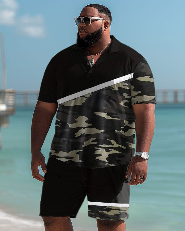 Big & Tall Colorblock Graphic Two-piece Set for big men view 1