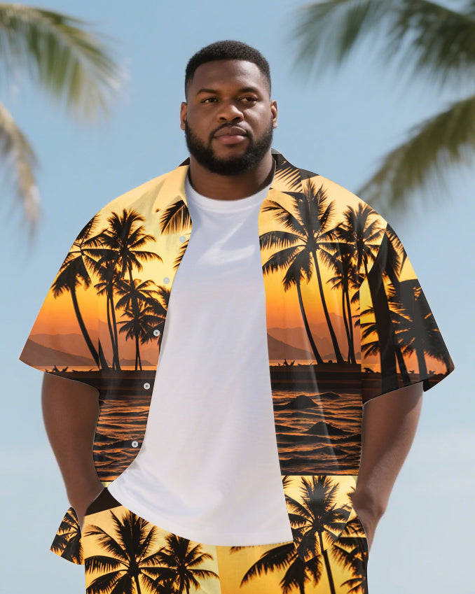 Big & Tall Hawaiian T-Shirt Shorts Set for big men view 2