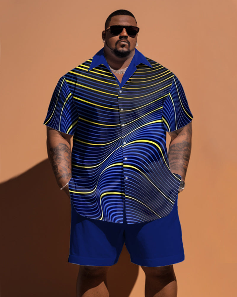 Big & Tall Geometric T-Shirt Shorts Set for big men view 1