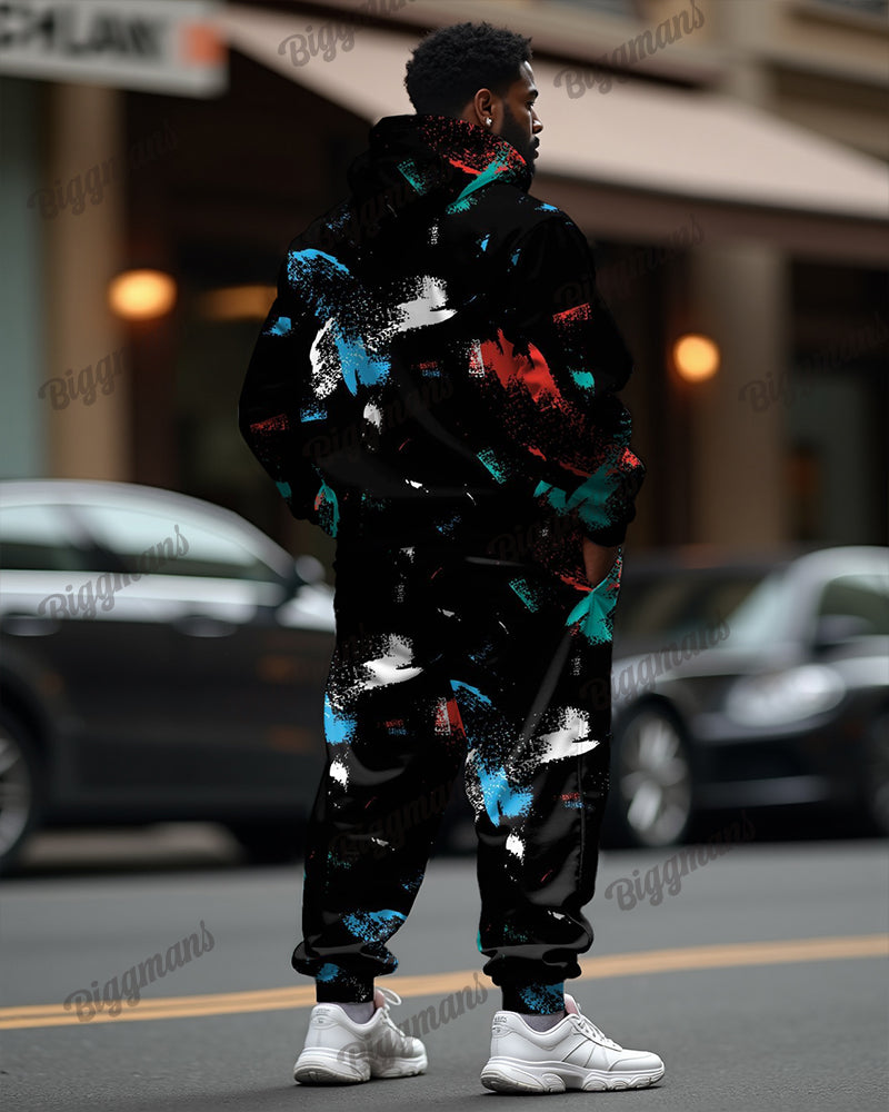 Big & Tall Graphic Hoodie Sweatpants Set for big men view 2