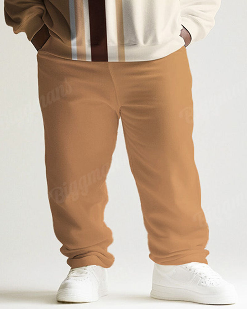 Big & Tall Khaki Striped Graphic Two-piece Set for big men view 3