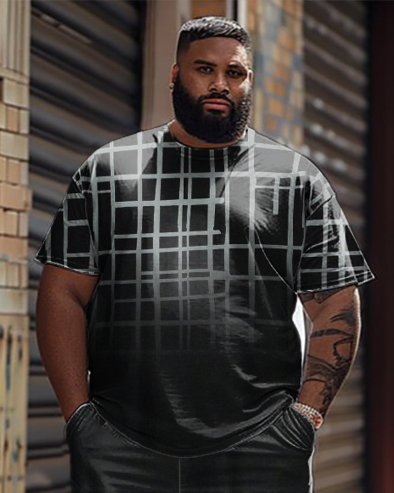 Big & Tall Gradient Graphic T-Shirt Shorts Set for big men view 2