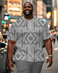 Big & Tall Gray Geometric Graphic T-Shirt for big men view 1