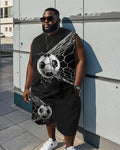Big & Tall Black Athletic Streetwear Two-piece Set for big men view 1