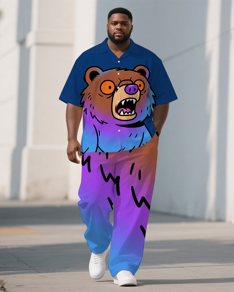 Big & Tall Gradient Streetwear T-Shirt Pants Set for big men view 1