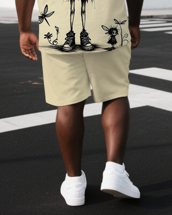 Big & Tall Graphic T-Shirt Shorts Set for big men view 3
