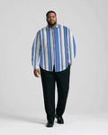 Big & Tall Blue Striped Graphic T-Shirt Pants Set for big men view 1