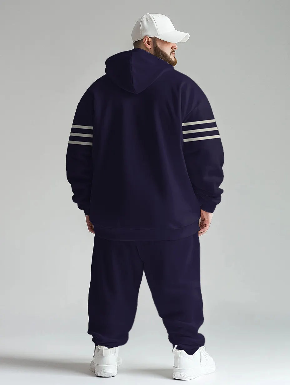 Big & Tall Purple Colorblock Hoodie Sweatpants Set for big men view 4