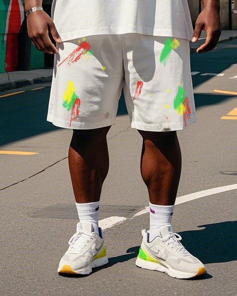 Big & Tall Black Juneteenth T-Shirt Shorts Set for big men view 3