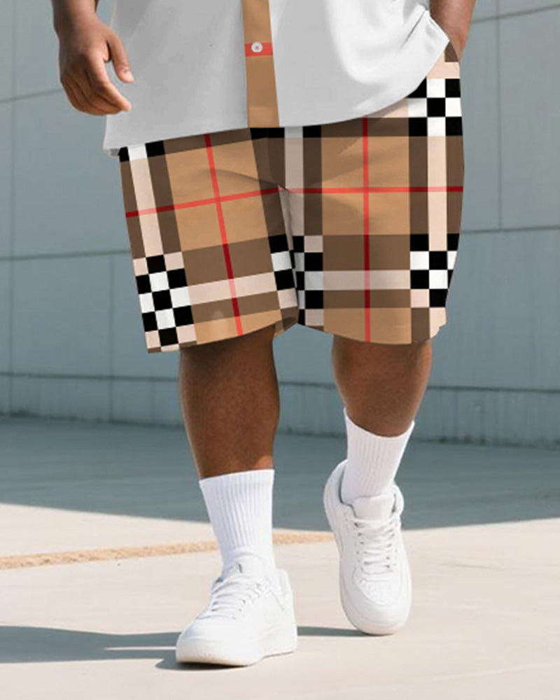 Big & Tall Khaki Graphic T-Shirt Shorts Set for big men view 3