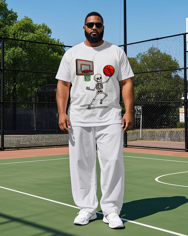 Big & Tall Athletic Skull T-Shirt Pants Set for big men view 1