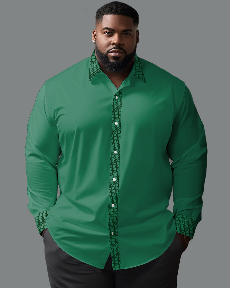 Big & Tall Patchwork Long Sleeve Shirt for big men view 5