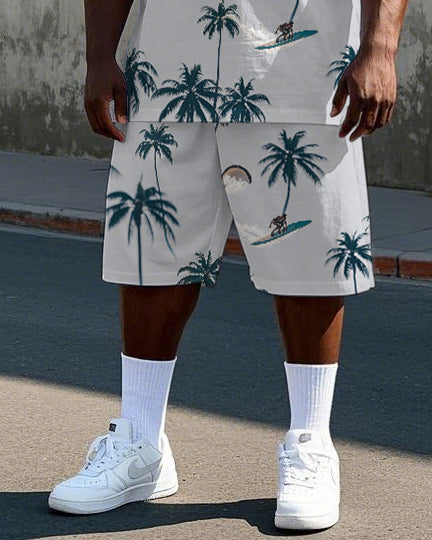 Big & Tall Hawaiian T-Shirt Shorts Set for big men view 3
