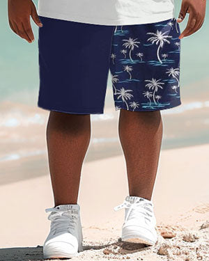 Big & Tall Hawaiian Striped T-Shirt Shorts Set for big men view 4