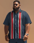 Big & Tall Hawaiian Striped Short Sleeve Shirt for big men view 1
