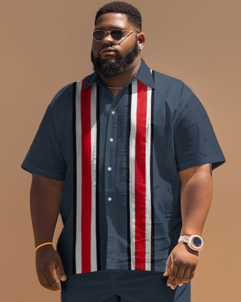 Big & Tall Hawaiian Striped Short Sleeve Shirt for big men view 1
