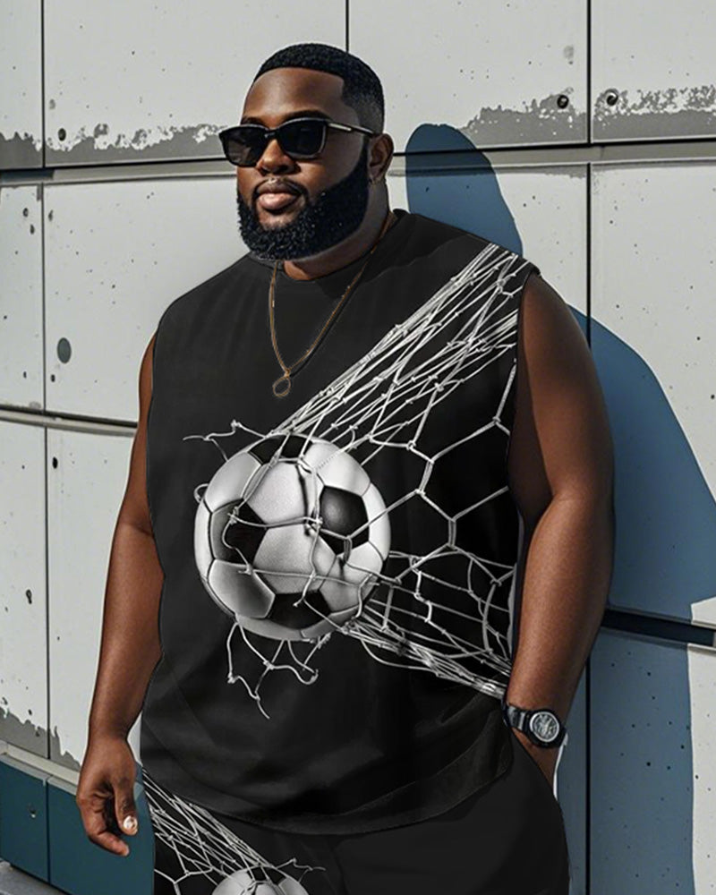 Big & Tall Black Athletic Streetwear Two-piece Set for big men view 2