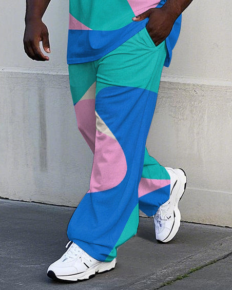Big & Tall Colorblock Graphic Vest Pants Set for big men view 3