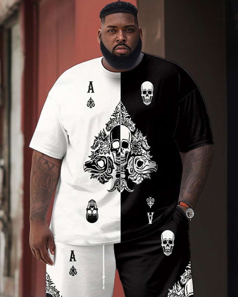 Big & Tall Graphic Streetwear Skull Two-piece Set for big men view 2