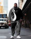 Big & Tall Geometric Streetwear Hoodie Sweatpants Set for big men view 1