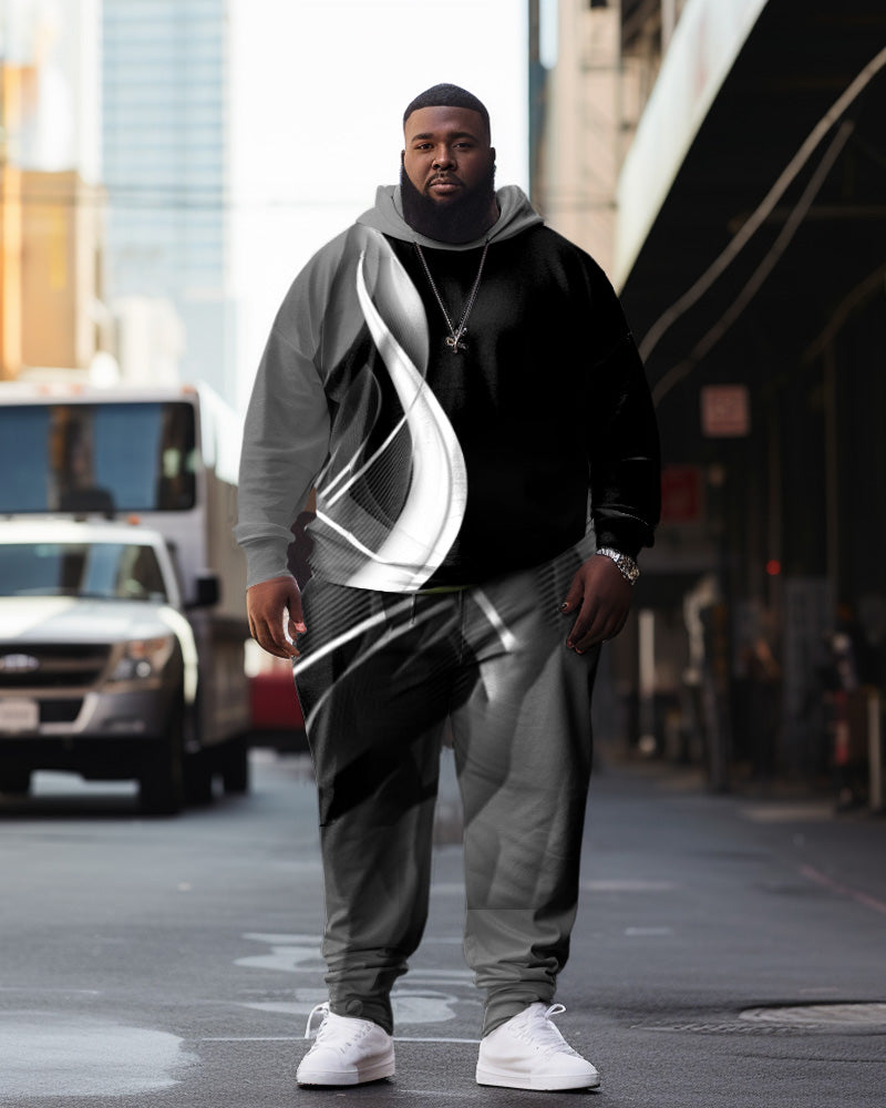 Big & Tall Geometric Streetwear Hoodie Sweatpants Set for big men view 1