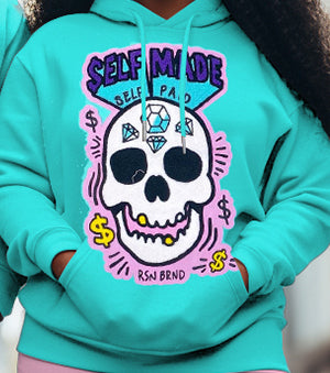 Big & Tall Skull Hoodie Sweatpants Set for big men view 5