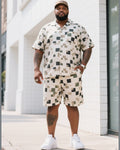 Big & Tall Camouflage T-Shirt Shorts Set for big men view 1