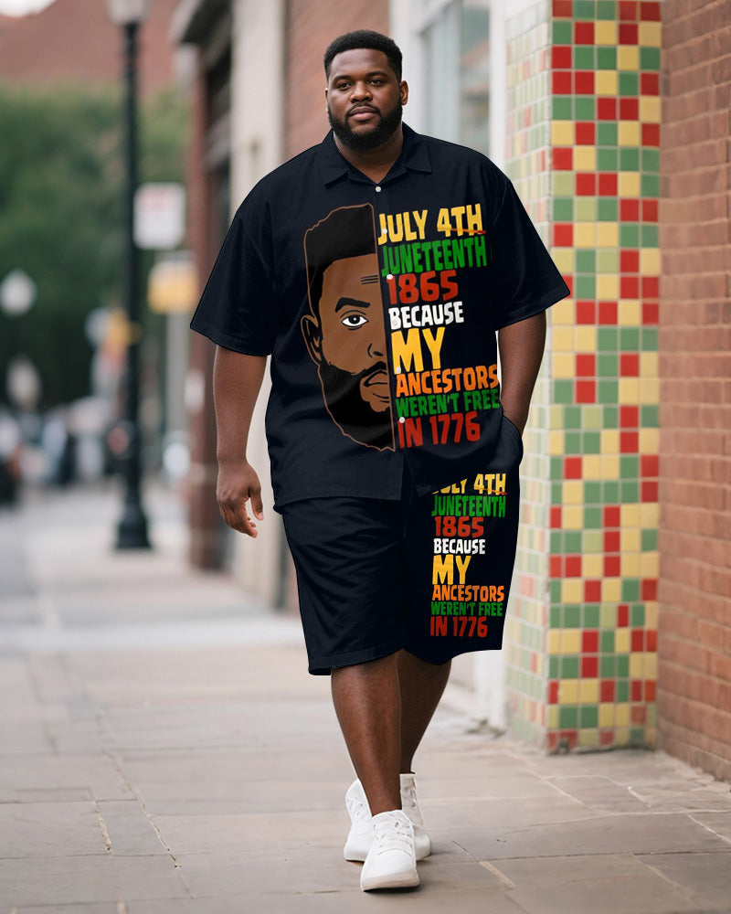 Big & Tall Juneteenth Graphic T-Shirt Shorts Set for big men view 1