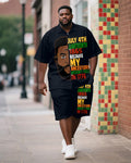 Big & Tall Juneteenth Graphic T-Shirt Shorts Set for big men view 1