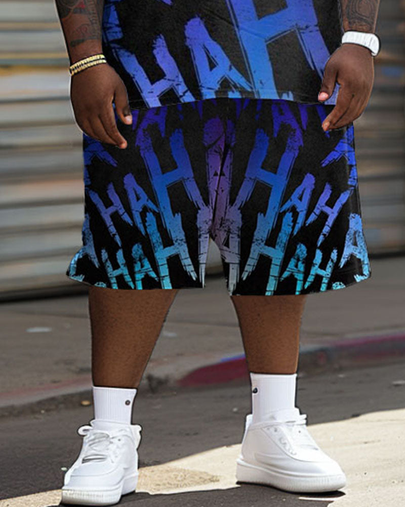 Big & Tall Gradient Graphic T-Shirt Shorts Set for big men view 4