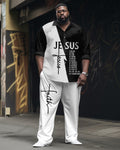 Big & Tall Graphic Vintage T-Shirt Pants Set for big men view 1