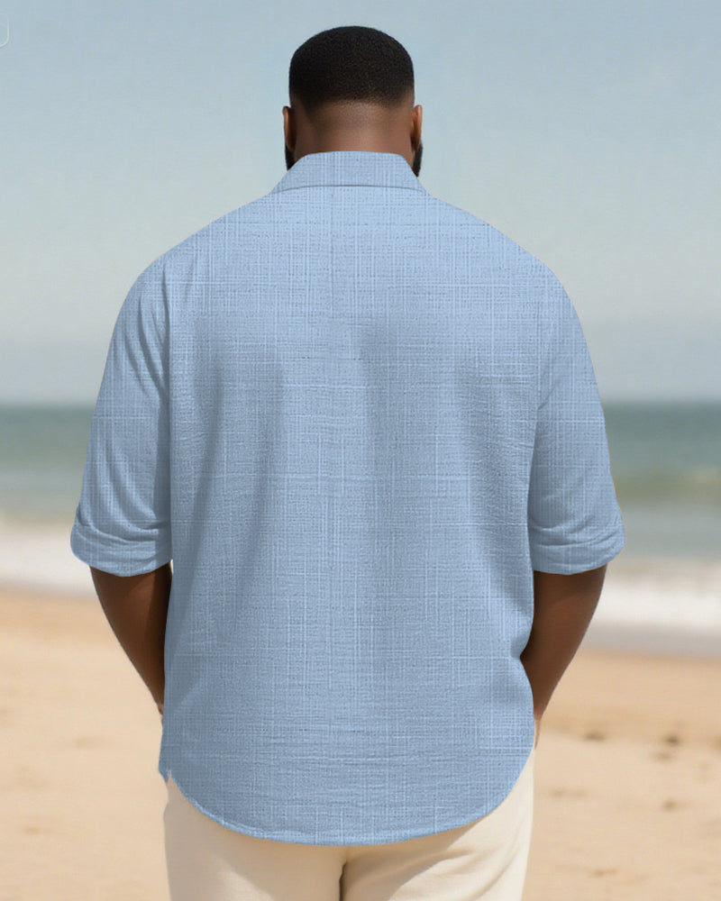 Big & Tall Patchwork Long Sleeve Shirt for big men view 13