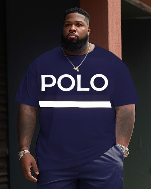Big & Tall Colorblock Striped T-Shirt Shorts Set for big men view 2