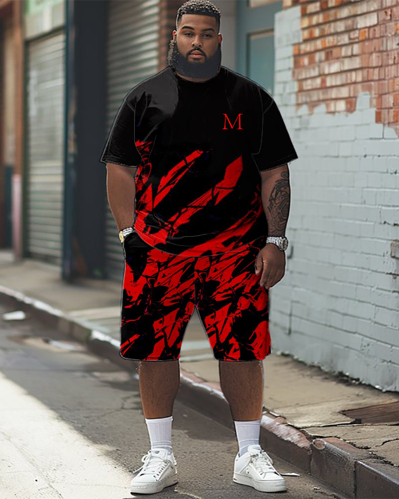 Big & Tall Splash Ink T-Shirt Shorts Set for big men view 1