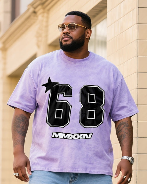 Big & Tall Denim Streetwear T-Shirt Shorts Set for big men view 2