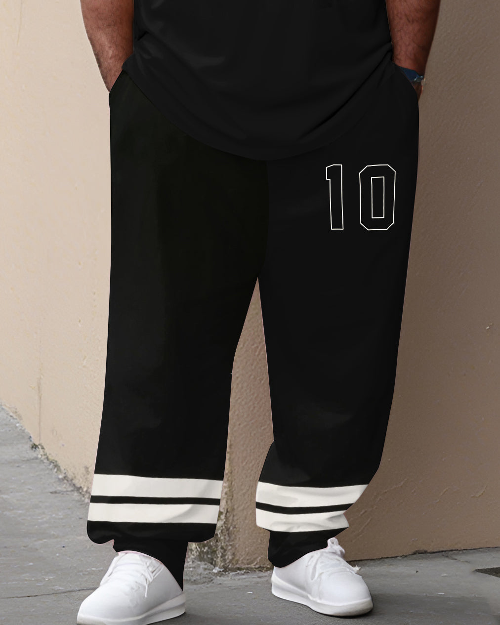 Big & Tall Striped T-Shirt Pants Set for big men view 3