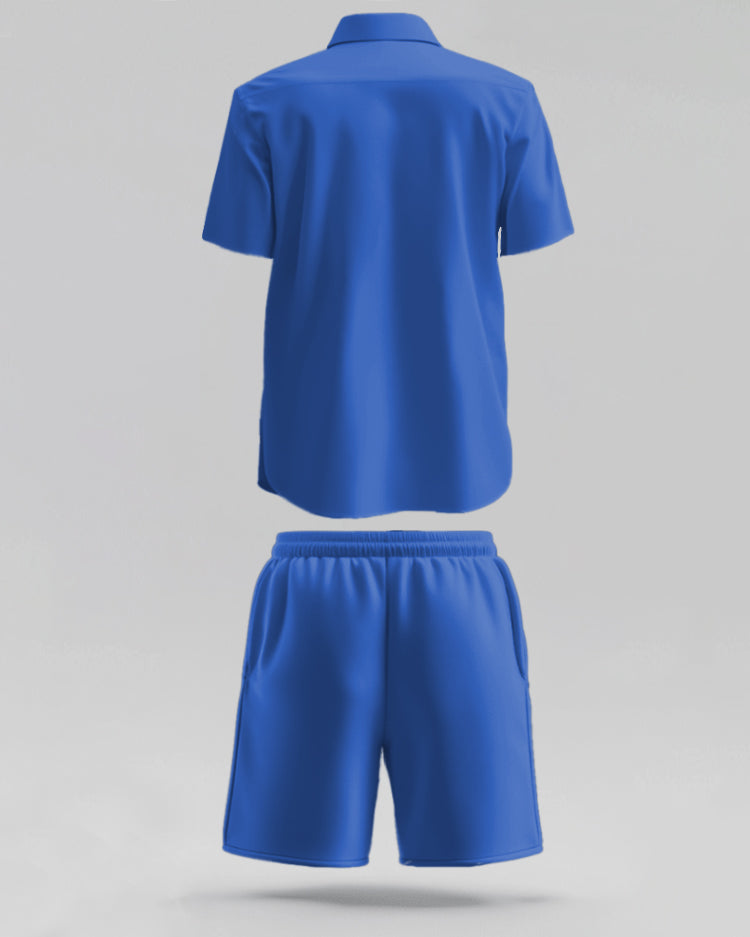 Big & Tall Blue Graphic T-Shirt Shorts Set for big men view 3