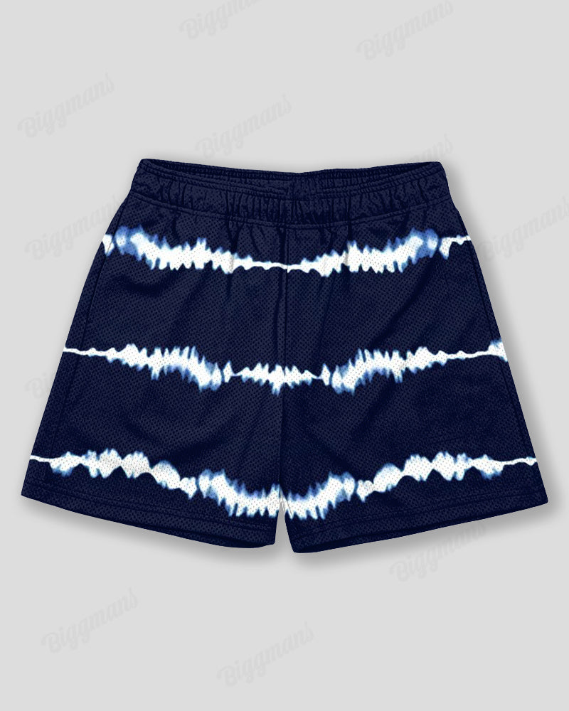 Big & Tall Blue Geometric Striped Athletic Shorts for big men