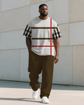 Big & Tall Colorblock Striped T-Shirt Pants Set for big men view 2