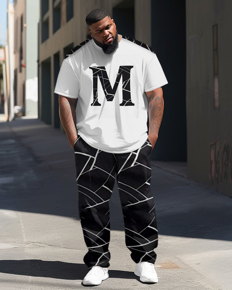 Big & Tall Graphic Streetwear Two-piece Set for big men view 1