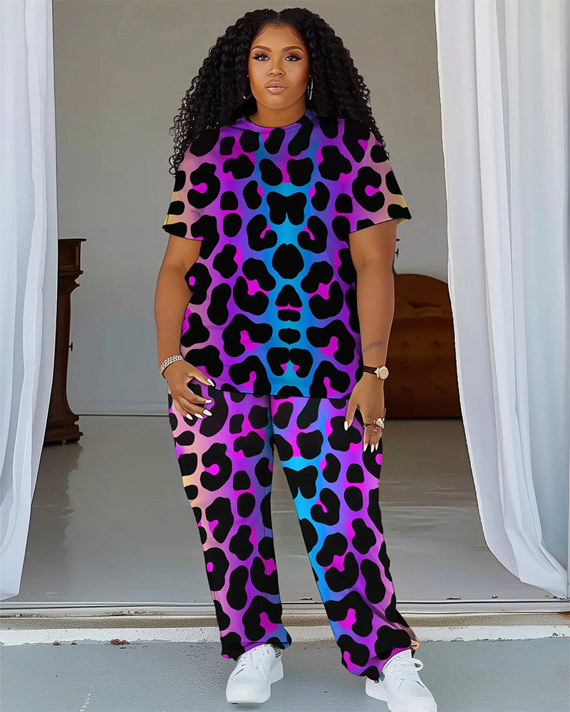 Big & Tall Gradient Graphic T-Shirt Pants Set for big men view 1